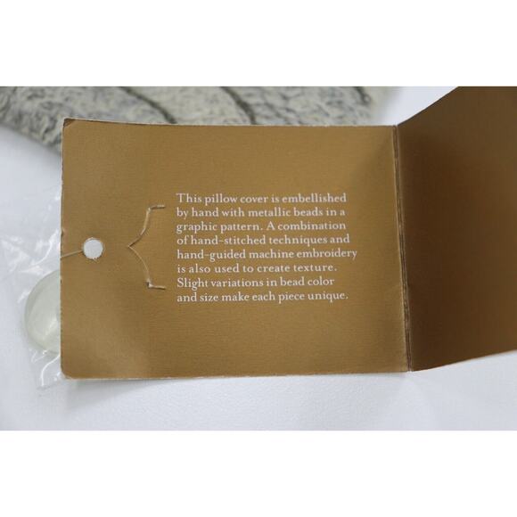 New NWT Pottery Barn Beaded Swirl Pillow Cover Hand Embellished Beaded 20 x 20 - Picture 8 of 8